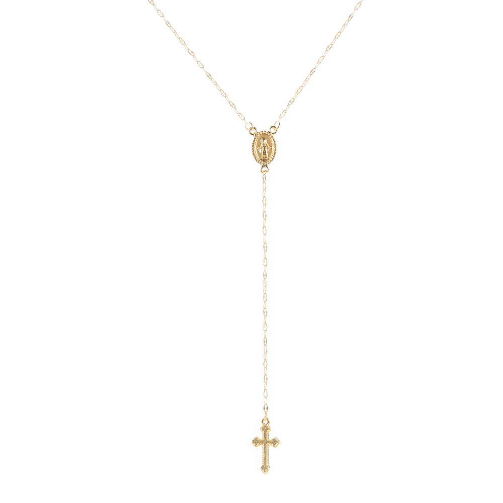 New Vintage Gold/Rose Gold Christian Cross Bohemia Religious Rosary Pendant Necklace for Women Charm Jewelry Gifts Y0301