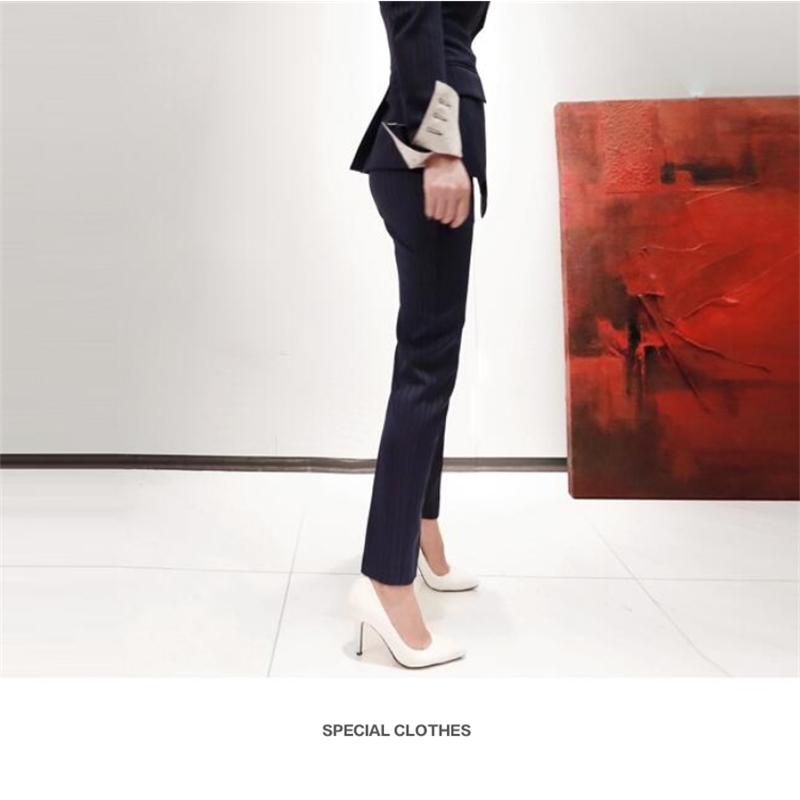 Arrival Fashion Spring Pants Suits Women Blazer 2 Two Piece Set Striped Jacket & Pant Blazers Femme Mujer 210520