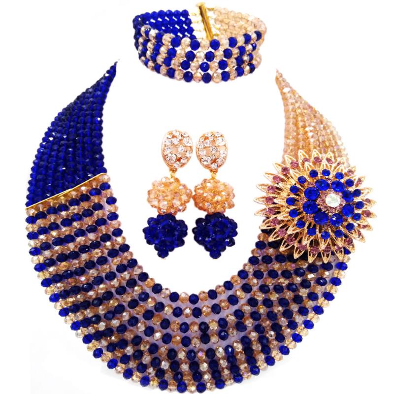 Earrings & Necklace Royal Blue And Gold AB Fashion Crystal Beaded African Jewelry Set Nigerian Wedding Bridal, Silver
Earrings & Necklace Royal Blue And Gold AB Fashion Crystal Beaded African Jewelry Set Nigerian Wedding Bridal, Silver