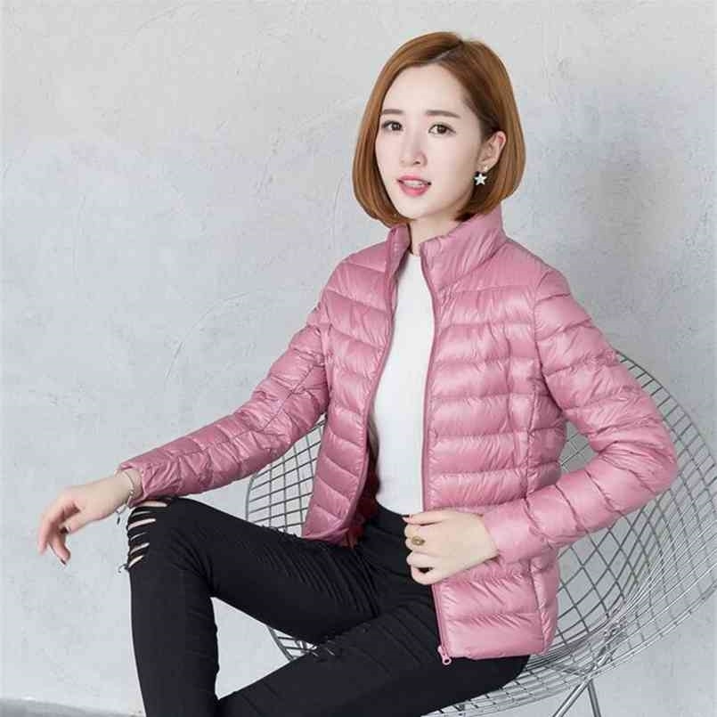 Autumn Winter jacket women Fashion Thin and light Down jacket women Short coat Casual Standing collar Cotton parka Coats Female 210819