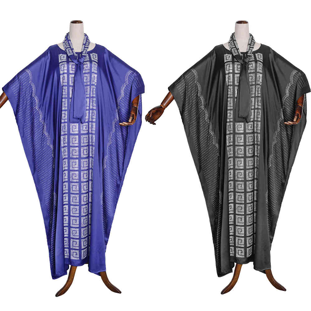 MD African Dresses For Women New Ankara Long Dress Plus Size Bazin Dashiki Robe South Afrca Ladies Clothes Boubou Headtie 210408