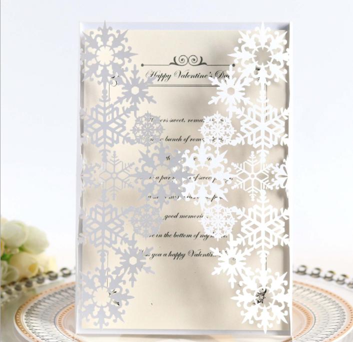 2021 Elegant Ivory Shimmy Snowflake Die Cut Wedding Invitations with Belt Birthday Anniversary Party Invites with Free Printing, White
2021 Elegant Ivory Shimmy Snowflake Die Cut Wedding Invitations with Belt Birthday Anniversary Party Invites with Free Printing, White
