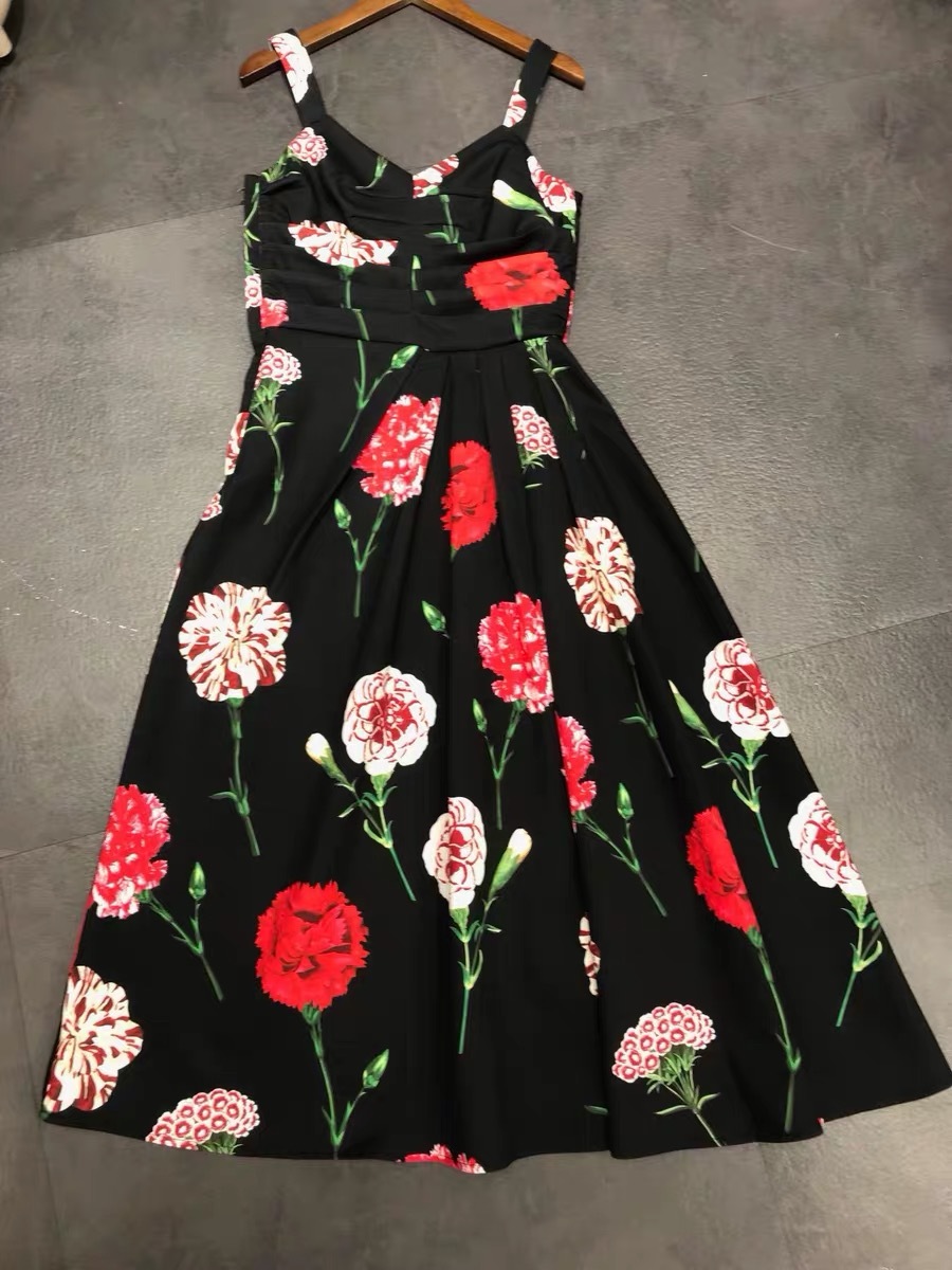 sundress maxi floral dress ruched v-neck sexy party black flower print dinner beach dresses summer clothes for women 210421