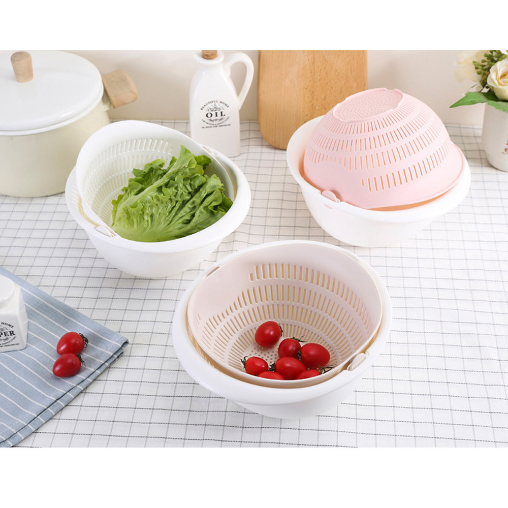 Portable and removable double layer fruit and vegetables clean basket sink filter kitchen