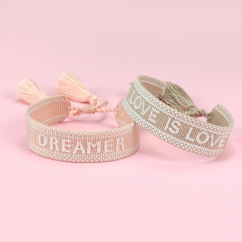 Charm Bracelets Woven Tassel Bracelet Women Embroidery Letter Braided Female Girls Boho Wrap Jewelry Gifts Adjustable Length
Charm Bracelets Woven Tassel Bracelet Women Embroidery Letter Braided Female Girls Boho Wrap Jewelry Gifts Adjustable Length
