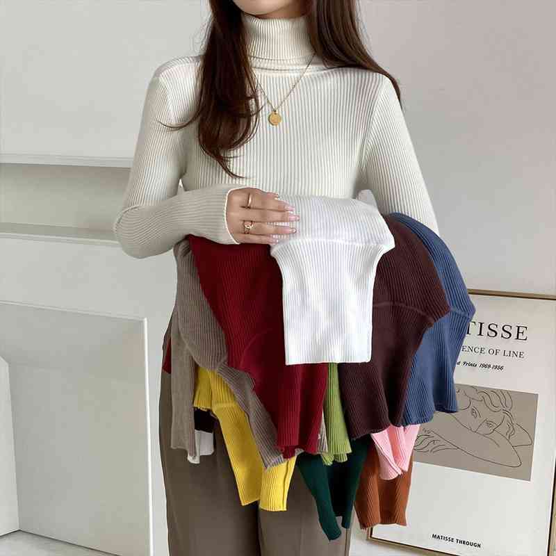 High Neck Basic Slim Casual Ribbed Knit Top Woman Sweaters Autumn Clothes Pullover Sweater Knitted Women Winter Pink Gray, White;black
High Neck Basic Slim Casual Ribbed Knit Top Woman Sweaters Autumn Clothes Pullover Sweater Knitted Women Winter Pink Gray, White;black