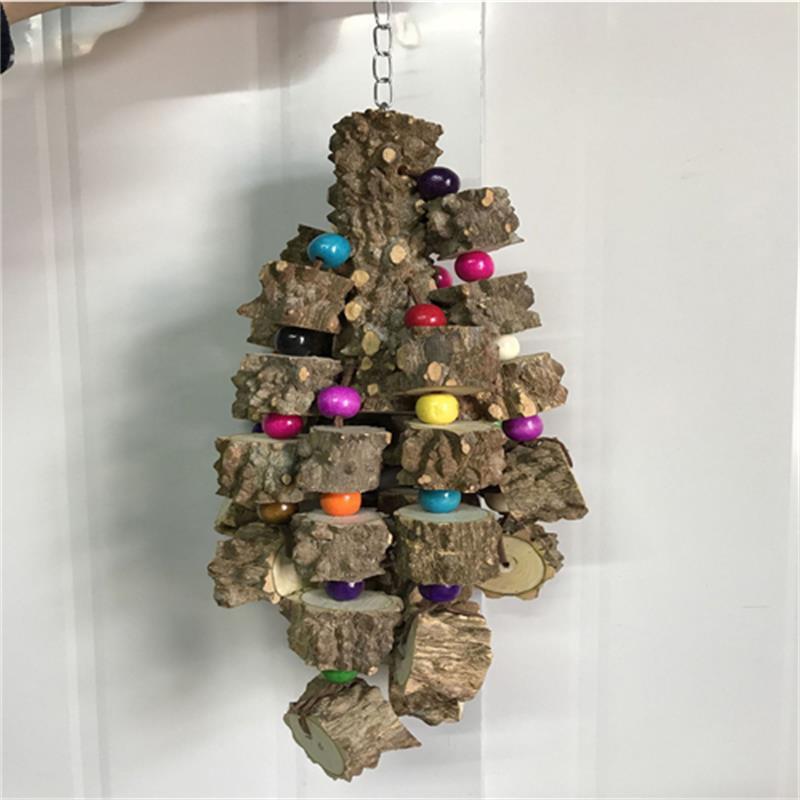 Pet educational toysBird toysNatural wooden parrot toysCotton rope wooden molar toysSwing bird chew string molar toys