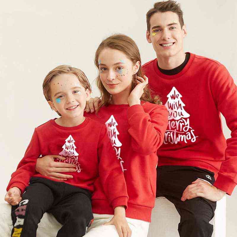Family Christmas Sweaters Father Mother Daughter Son Matching Outfits Look Year Kids Hoodies Clothing Mommy And Me Clothes 211102
