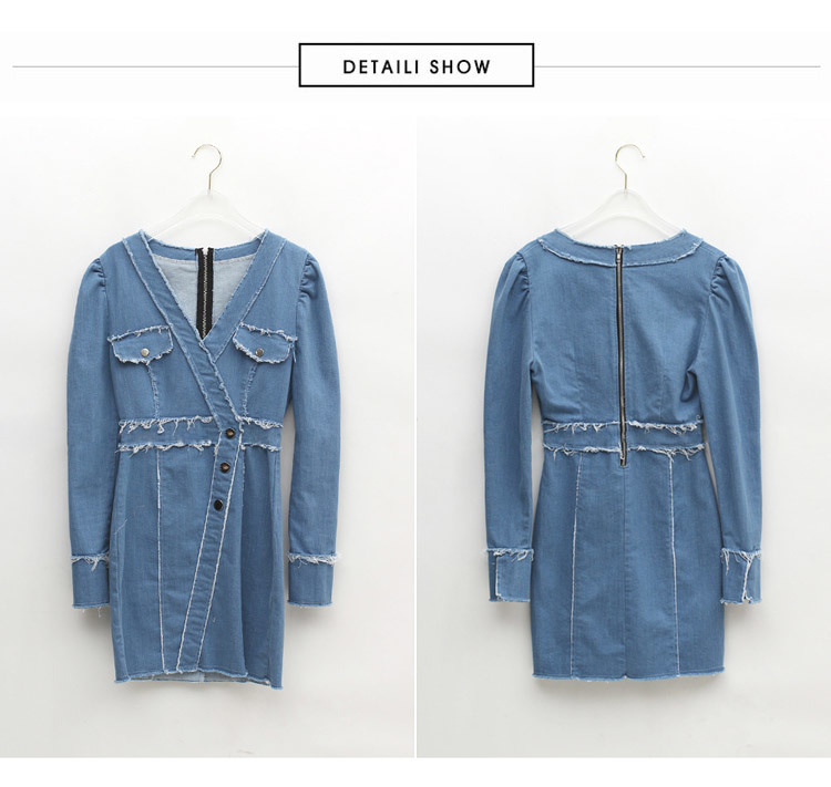 Summer Sexy Bodycon Cowboy Dress Women Fashion Slim High Waist Denim es Female V-neck Tassel Sheath Vestidos 210506