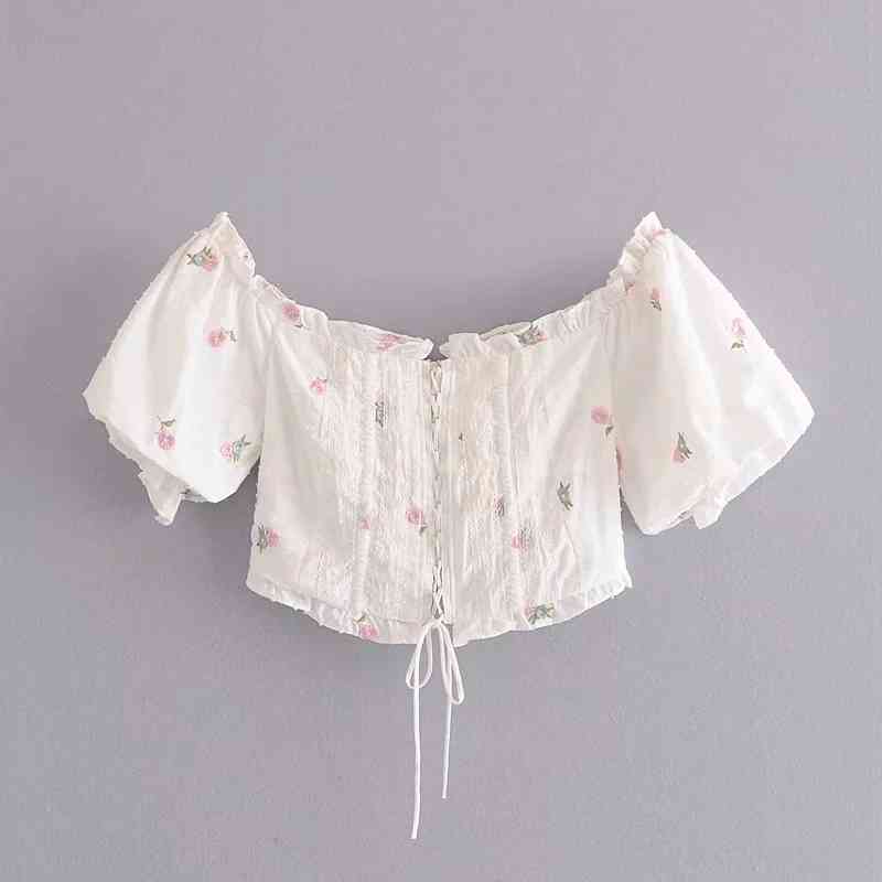 Stylish Sexy Off Shoulder Embroidery Floral Drawstring Tie Blouses Women Fashion Backless Slash Neck Shirts Female Chic Tops 210520, As pic
Stylish Sexy Off Shoulder Embroidery Floral Drawstring Tie Blouses Women Fashion Backless Slash Neck Shirts Female Chic Tops 210520, As pic