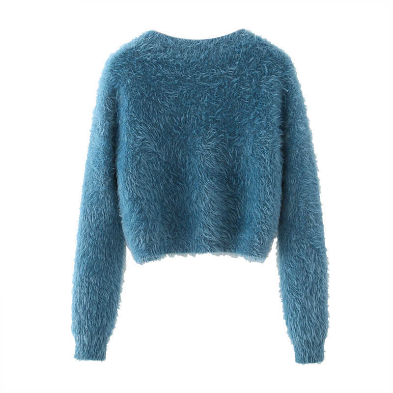 H.SA Women Casual Sweater Cardigans Soft Warm Mohair White Cardigans Long Sleeve Tops ropa mujer Black Mohair Sweater Coat 210716