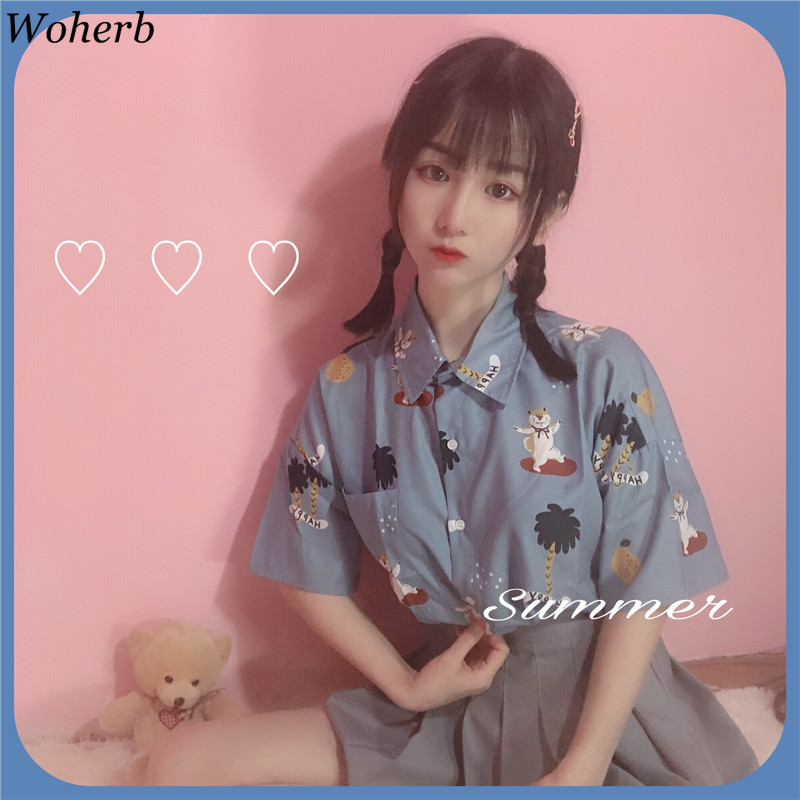 Lolita Dress Women Harajuku Kawaii Cartoon Print Female Japanese Cute es and Blouse Girls Vestidos 210519