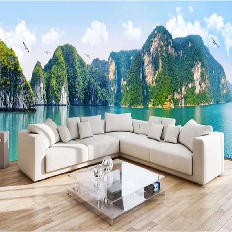 Custom Wallpaper 3D Stereo Mountains Rivers Landscape Scenery Murals Living Room Bedroom Study Classic Background