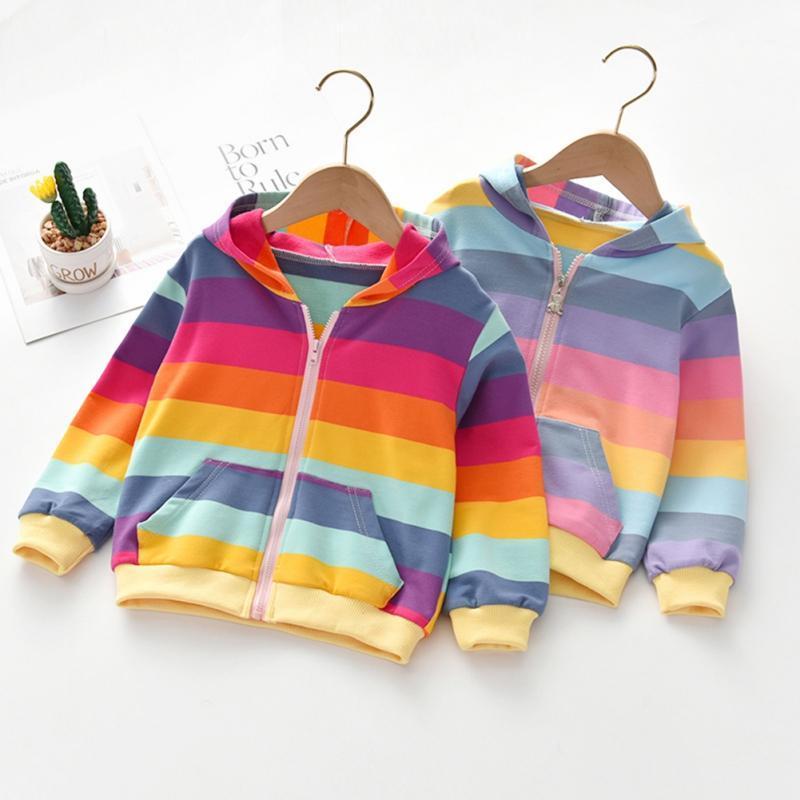 Jackets 2-6T Spring Autumn Baby Girl Outerwear Rainbow Striped Casual Hoodie Zipper Sweatshirt Kids Coat Outfits Tops Set, Blue;gray
Jackets 2-6T Spring Autumn Baby Girl Outerwear Rainbow Striped Casual Hoodie Zipper Sweatshirt Kids Coat Outfits Tops Set, Blue;gray