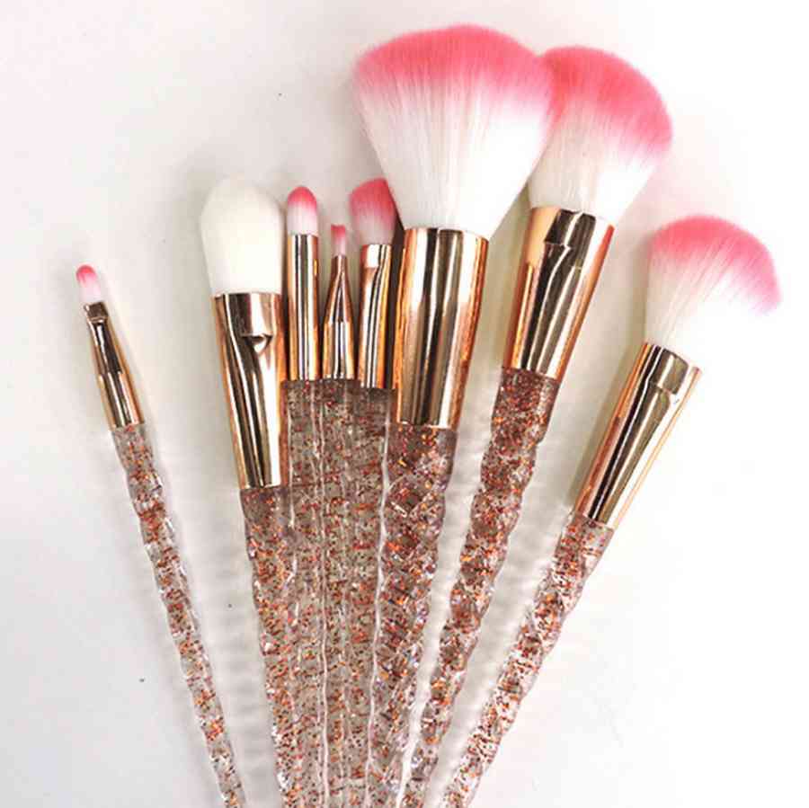 100sets 8pcs/set Crystal Unicorn Brush Makeup Brush Set Eyebrow Brush Rose Golden Portable Brushes Brocha De Maquillaje