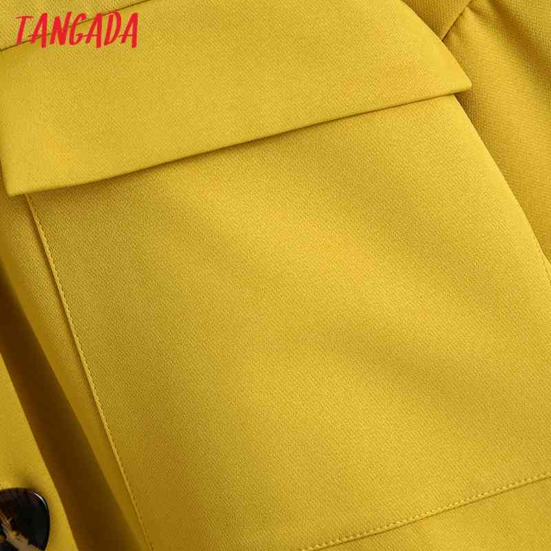 Women Fashion Oversized Yellow Spring Jacket Double Breasted Long Sleeve Female Outerwear Chic Tops BE526 210416