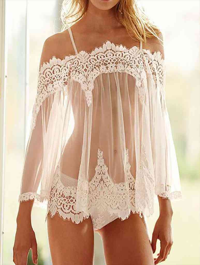women fashion off shoulder eyelash lace trim babydoll lingerie lace babydoll dress sleepwear underwear sheer sleepwear, Gray
women fashion off shoulder eyelash lace trim babydoll lingerie lace babydoll dress sleepwear underwear sheer sleepwear, Gray