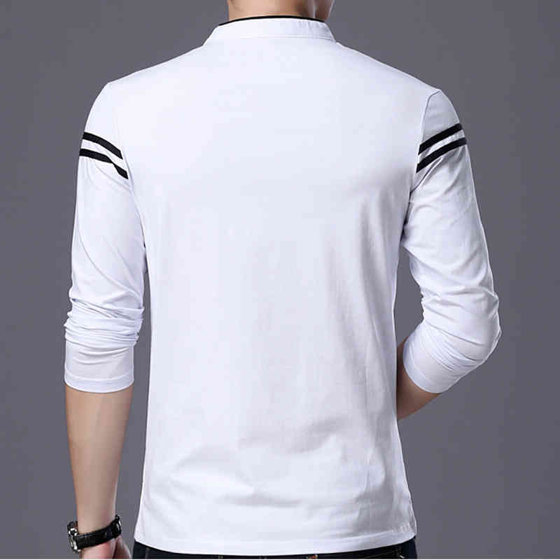 Liseaven Men T Shirt Man Long Sleeve tshirt Men's Clothing Mandarin Collar T-Shirts Tops & Tees Male Tshirts 210329