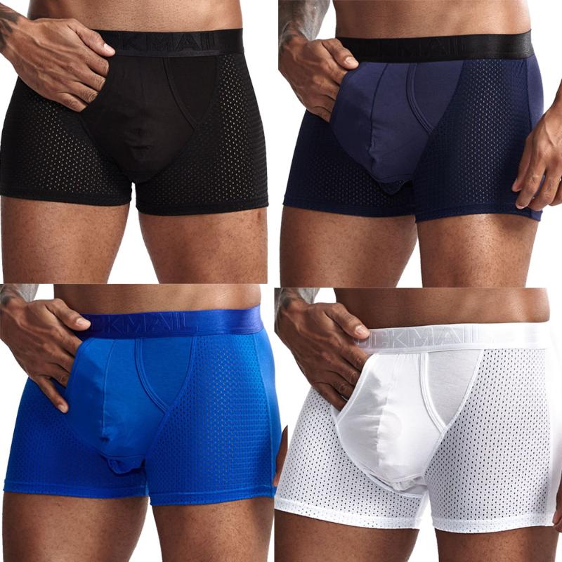 Underpants JOCKMAIL 4-pack Sexy Men Boxer Homme Shorts Mesh Cotton Underwear Ropa Interior Hombre Panties Slippery Scrotum Separation, Navy blue-4pcs
Underpants JOCKMAIL 4-pack Sexy Men Boxer Homme Shorts Mesh Cotton Underwear Ropa Interior Hombre Panties Slippery Scrotum Separation, Navy blue-4pcs