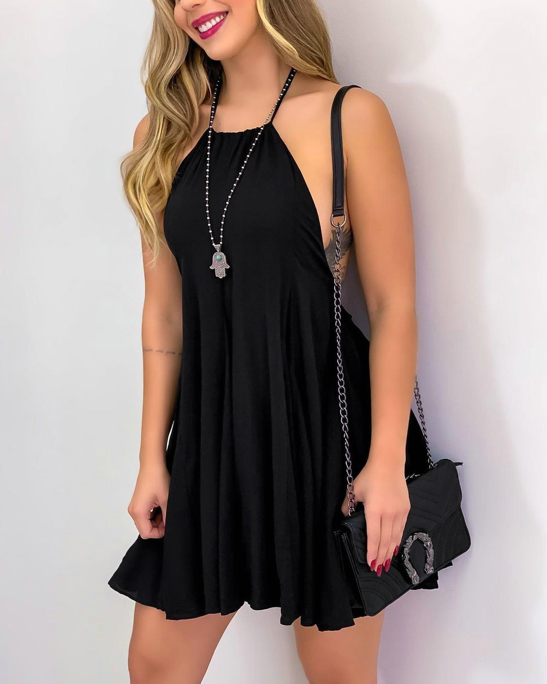 Sexy Halter Women Mini Dress Summer Backless Sleeveless Elastic Waist Black Dresses Female Off Shoulder A-Line Sundress Vestidos 210522