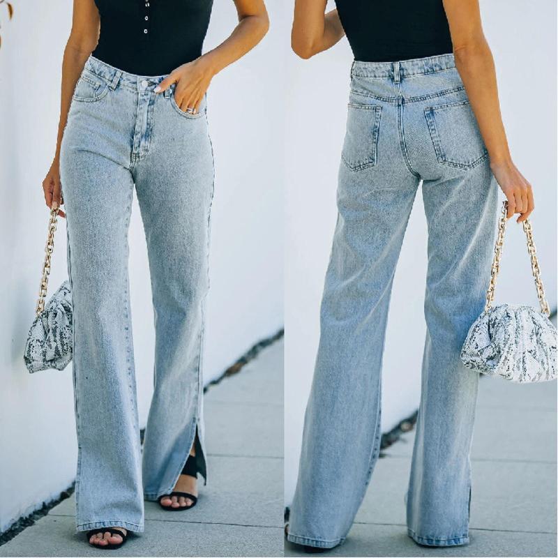 Women's Jeans 2021 Spring Women Black Flare Pants Side Slit Leg High Waisted Bell Bottom Full Length Denim Clothes, Blue
Women's Jeans 2021 Spring Women Black Flare Pants Side Slit Leg High Waisted Bell Bottom Full Length Denim Clothes, Blue