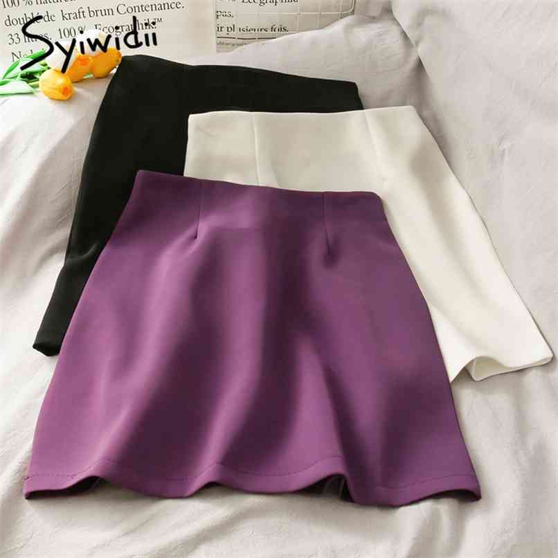 Zipper High Waist Skirt Women Casual A-Line Solid White Black Purple Spring Summer Korean Fashion Mini Skirts 210607 
Zipper High Waist Skirt Women Casual A-Line Solid White Black Purple Spring Summer Korean Fashion Mini Skirts 210607