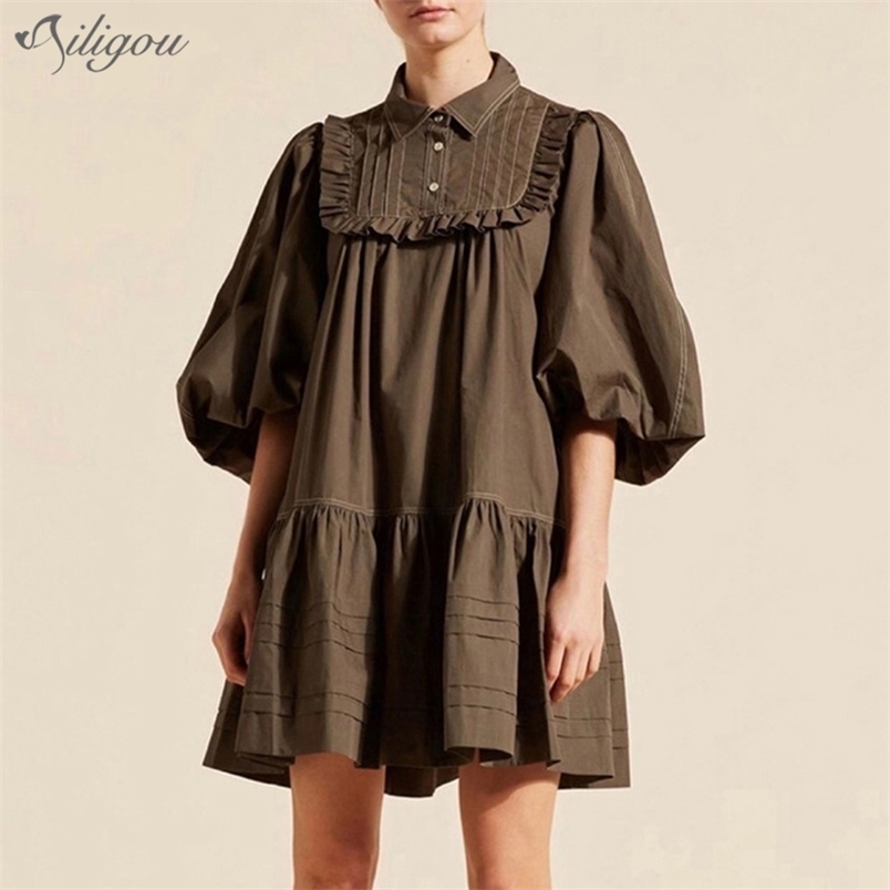 Fall Retro Loose Bubble Half Sleeve Ruffled Fashion Lapel Mini Dress Celebrity Runway Club Party Vestidos 210525, Army green
Fall Retro Loose Bubble Half Sleeve Ruffled Fashion Lapel Mini Dress Celebrity Runway Club Party Vestidos 210525, Army green
