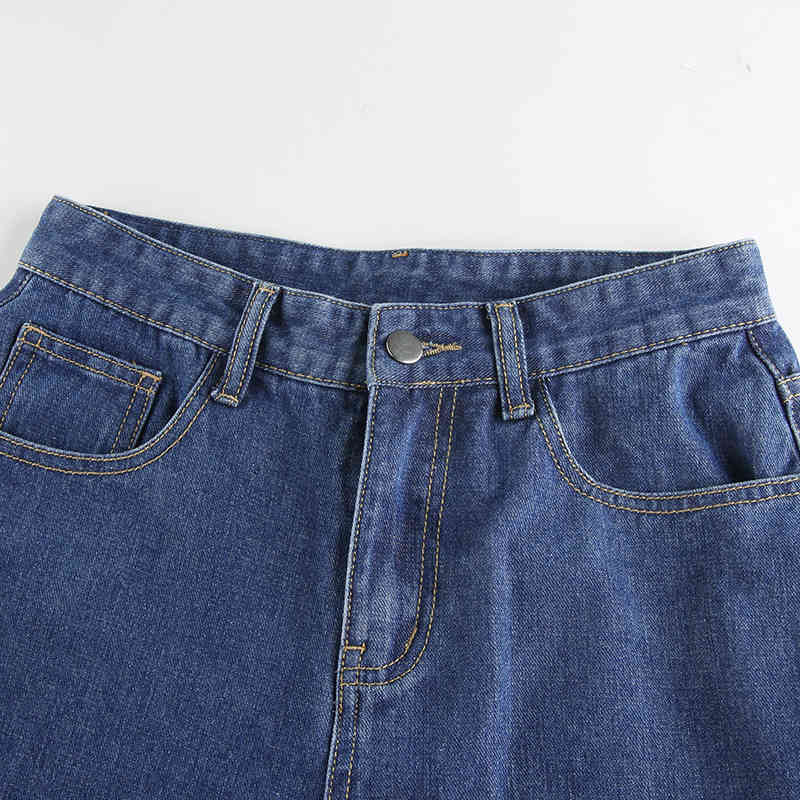 Woman cargo Jeans high Waist loose Denim Clothing Blue Streetwear Vintage Quality Fashion big pocket boyfriend Pants 210524