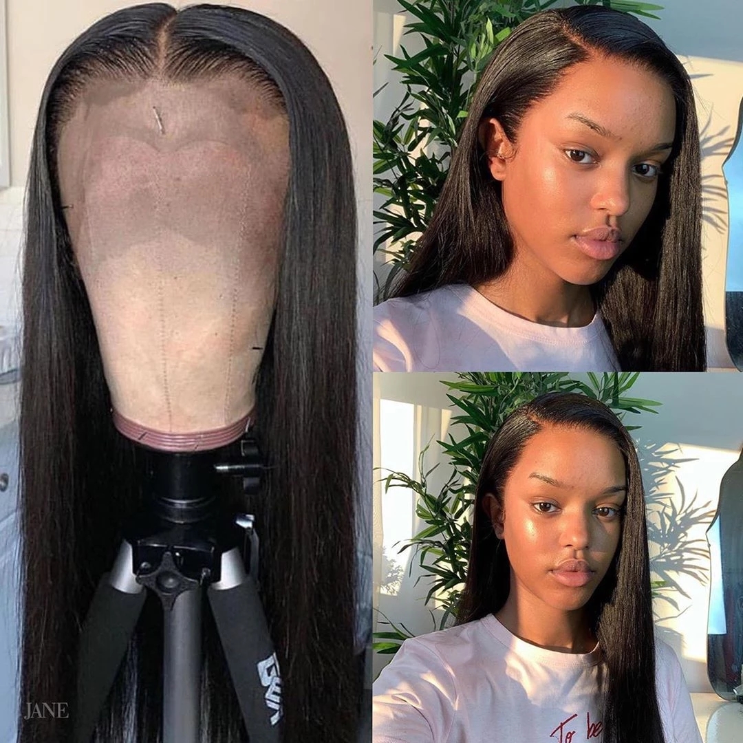 Free shipping 360 Wig Brazilian Human Hair Pre Plucke For Black Women Synthetic Straight Lace Front Wigs With Babyhair