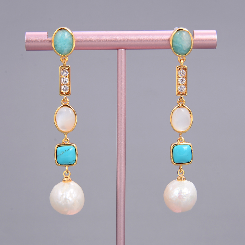 GuaiGuai Jewelry White Keshi Pearl shell Blue Turquoise Amazonite Drop Stud Earrings Handmade For Women Real Gems Stone Lady Fashion Jewellry
GuaiGuai Jewelry White Keshi Pearl shell Blue Turquoise Amazonite Drop Stud Earrings Handmade For Women Real Gems Stone Lady Fashion Jewellry