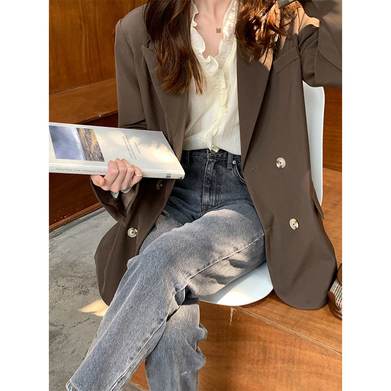 4 colors korean style breif long sleeve solid color black blazer womens jacket and coats casual blazer womens (X1567) 210423