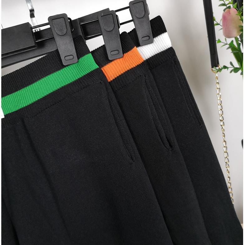 Nomikuma Women Sweater Pants Korean Contrast Color Stretch High Waist Ankle Trousers Causal Knitted Autumn Harem Pants 6D249 210427