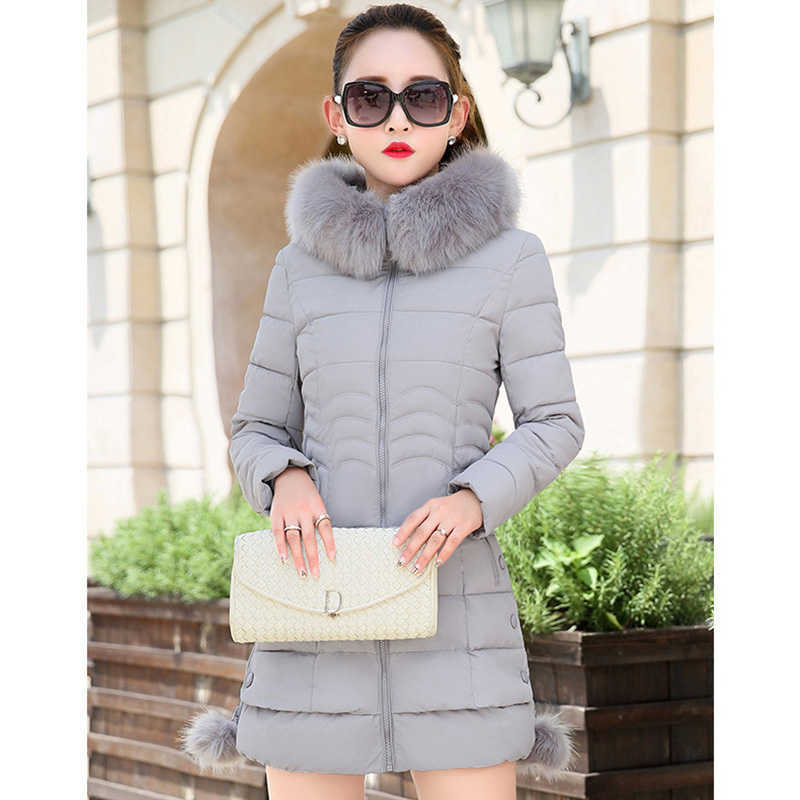 Winter Warm Coat Women Long Parkas Fashion Faux Fur Hooded Womens Overcoat Casual Cotton Padded Jacket Mutil Colors 211013