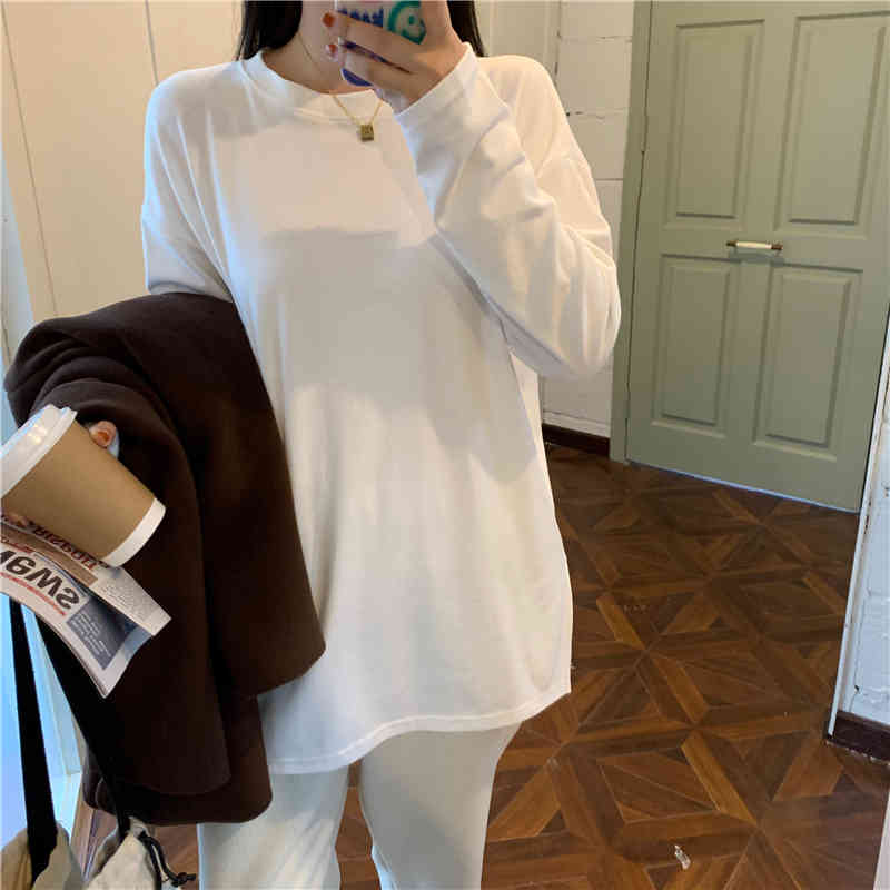 White Basic Brief Tops Arrival T-shirt Korean Solid Loose Stylish Women All Match Casual Female T-Shirts 210421