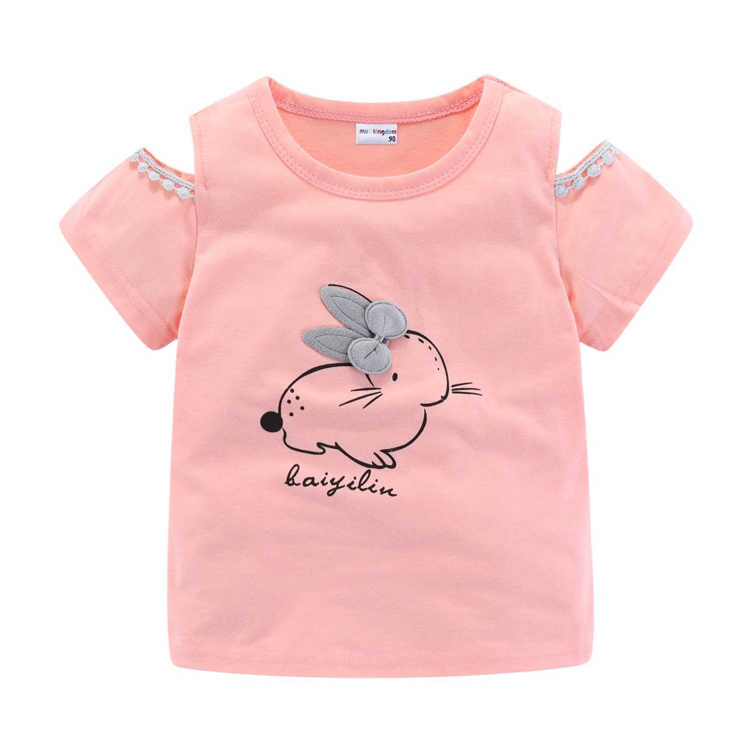 Mudkingdom Little Girls Tulle Skirt Set Cute Bunny Prints Summer Outfits for Cartoon Print Rabbit Kids Clothes 210615