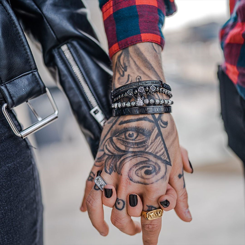 3pcs/set+Roman numeral titanium steel bracelet couple Charm bracelet/crown/for lovers/bracelets for women men luxury jewelry tainless Gift Valentine&#