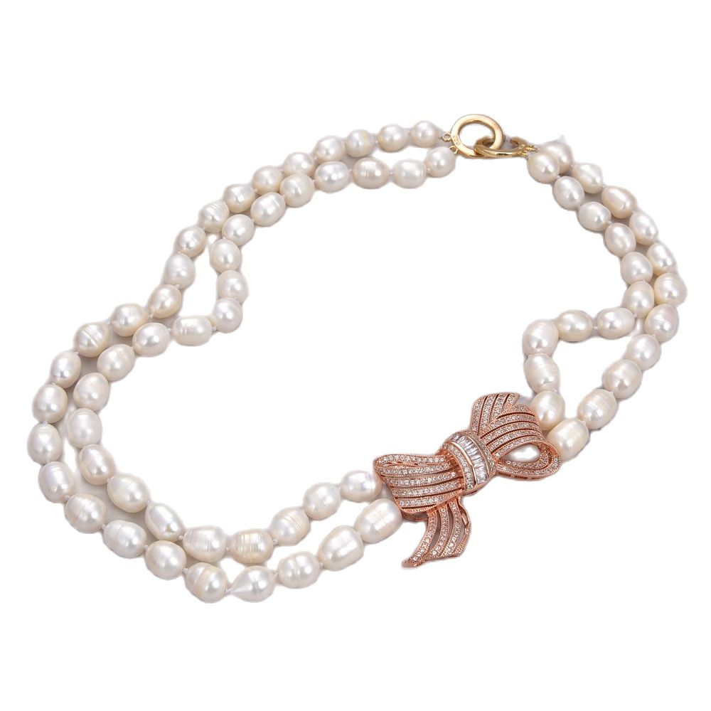 GuaiGuai Jewelry 2 Strands White Rice Pearl CZ Pendant Necklace Handmade For Women Real Gems Stone Lady Fashion Jewellery
GuaiGuai Jewelry 2 Strands White Rice Pearl CZ Pendant Necklace Handmade For Women Real Gems Stone Lady Fashion Jewellery