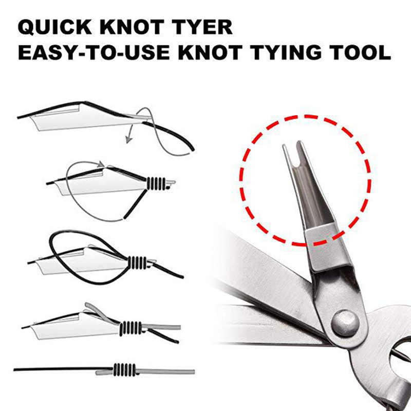 Fishing Knot Tools Stainless Steel Pliers Nipper Line Cutter Clipper Hook Eye Cleaner Hook Sharpener Tying Tool