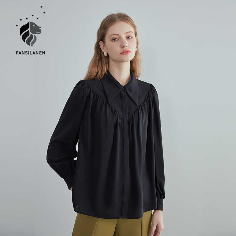 FANSILANEN Chiffon Polo Collar Shirt Women's Spring French Retro Black Yellow Top Office Women Drop 210607, Light yellow
FANSILANEN Chiffon Polo Collar Shirt Women's Spring French Retro Black Yellow Top Office Women Drop 210607, Light yellow