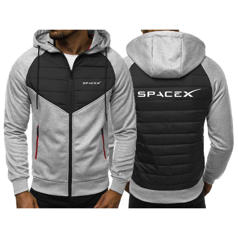 Men's Hoodies & Sweatshirts SpaceX Space X Logo 2021 Autumn And Winter Fashion Jackets Cotton Padded Thicken Keep Warm Casual Coats Hooded