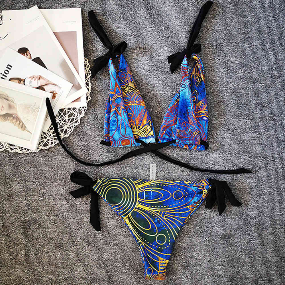 Vintage Retro Print Bikini Sexy Plus Size Swimwear Women Swimsuit Female Two Pieces Set Brazilian Bathing Suits Swim 210521