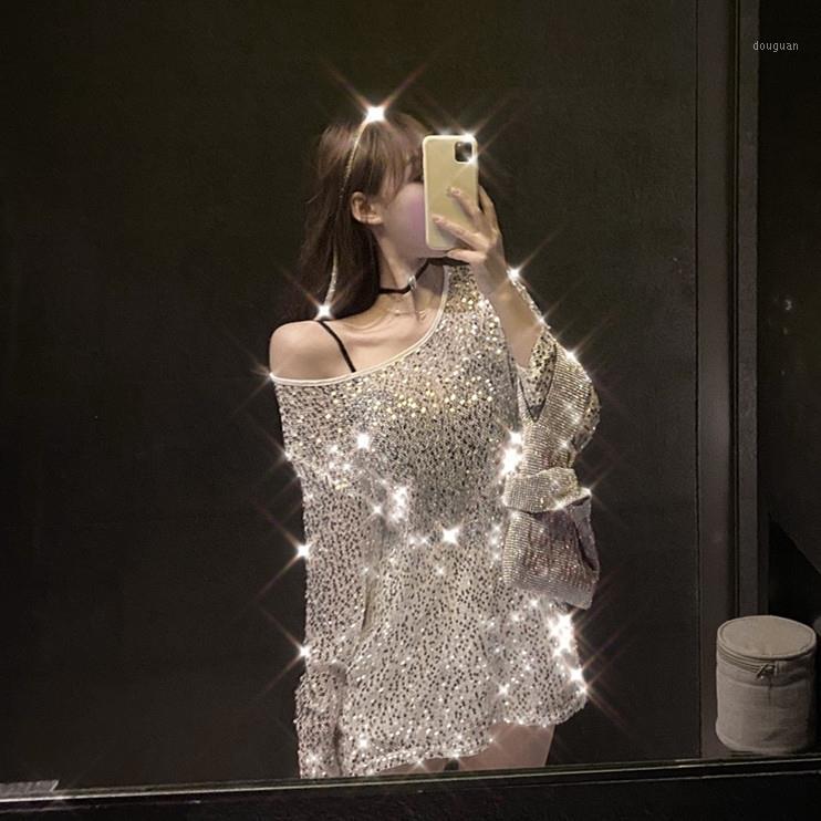 T- Shirt Net Red Sequins Super Flash Pullable Shoulder Top Mid-length Nightclub Long Sleeve Loose Women Sexy & Club Women's T-Shirt, Black
T- Shirt Net Red Sequins Super Flash Pullable Shoulder Top Mid-length Nightclub Long Sleeve Loose Women Sexy & Club Women's T-Shirt, Black