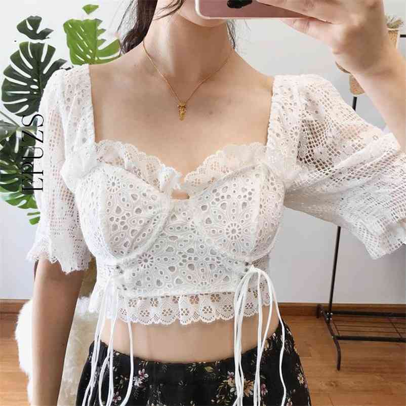 Vintage embroidery lace white blouse women crop top korean ruffle shirt casual womens blouses boho clothing blusas 210521
Vintage embroidery lace white blouse women crop top korean ruffle shirt casual womens blouses boho clothing blusas 210521