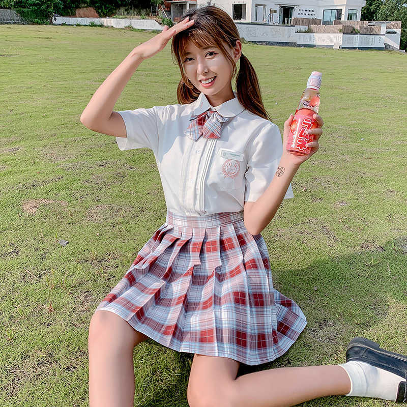 Summer JK Gothic Plaid Skirt Harajuku y2k High Waisted Kawaii Pleated Skirt Korean Ladies Sweet Casual Mini 210621