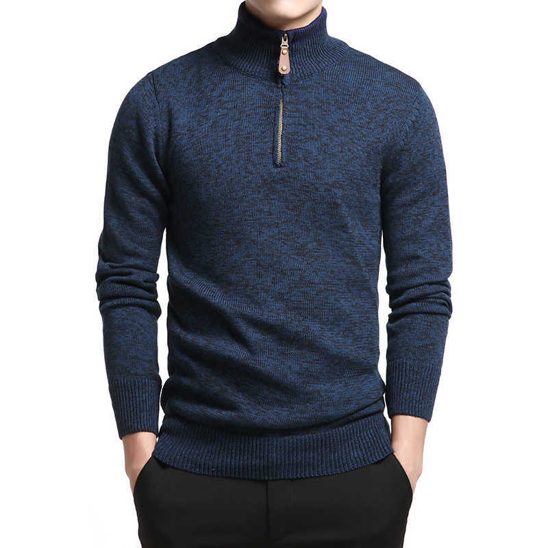 Winter Mens Sweaters Autumn Warm Cotton Pullover Men Knitted Turtleneck Sweater Men Heavy Jumper Pull Homme with Zipper 3XL 210601