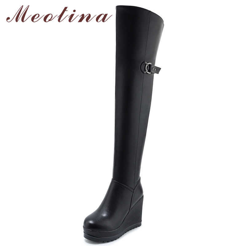 Meotina Winter Thigh High Boots Women Genuine Leather Platform Wedge Heel Over the Knee Boots Zip Super High Heel Long Shoes 40 210608, Black
Meotina Winter Thigh High Boots Women Genuine Leather Platform Wedge Heel Over the Knee Boots Zip Super High Heel Long Shoes 40 210608, Black