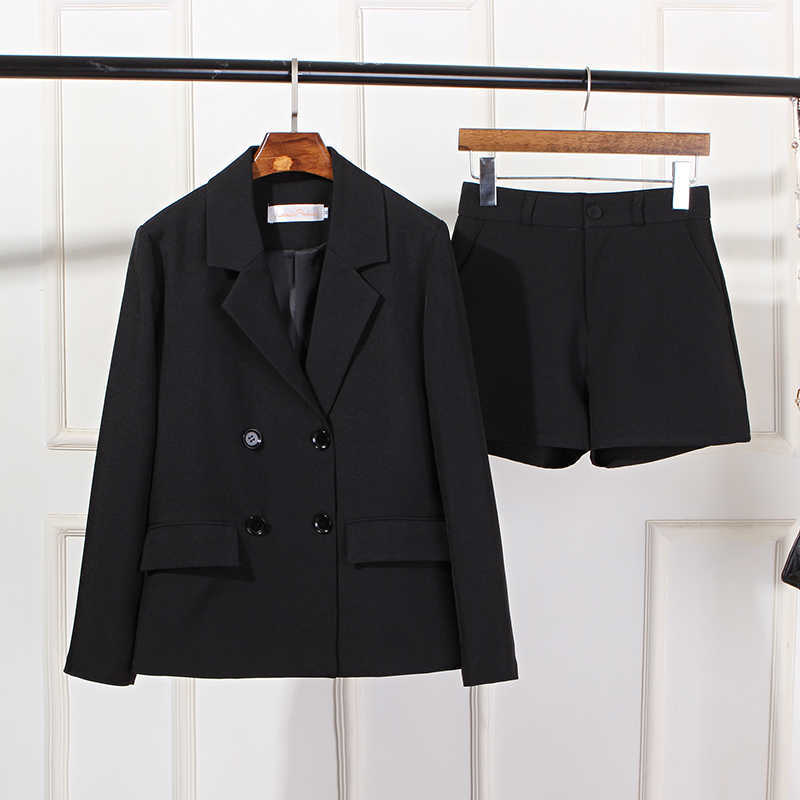 Black ladies blazer High-quality casual long-sleeved suit office High waist shorts women autumn two-piece 210527
Black ladies blazer High-quality casual long-sleeved suit office High waist shorts women autumn two-piece 210527