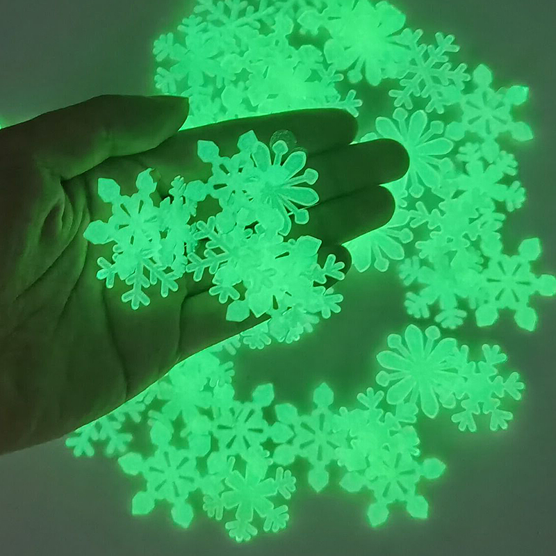 Party Christmas Luminous Snowflake Wall Sticker Glow In The Dark Fluorescent Star For Home New Year Xmas Party Decal Stickers