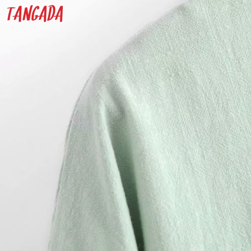 Women Retro Loose Pleated O Neck Three Quater Sleeve Chic Female Shirt Tops 5D49 210416