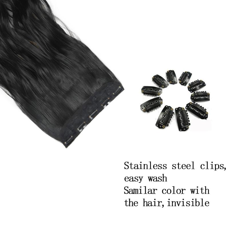 Synthetic Wigs LISI GIRL 5 Clips Hair Long Straight Clip In False Black Pieces For Women